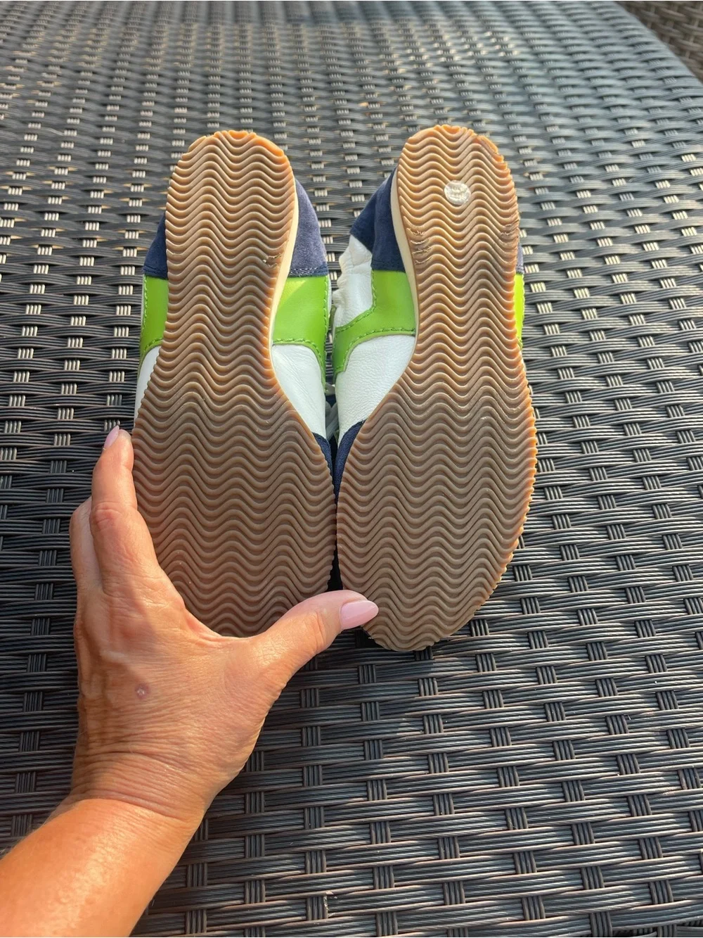 Tory Burch Navy, White & Lime Green Lace-Up Sneakers